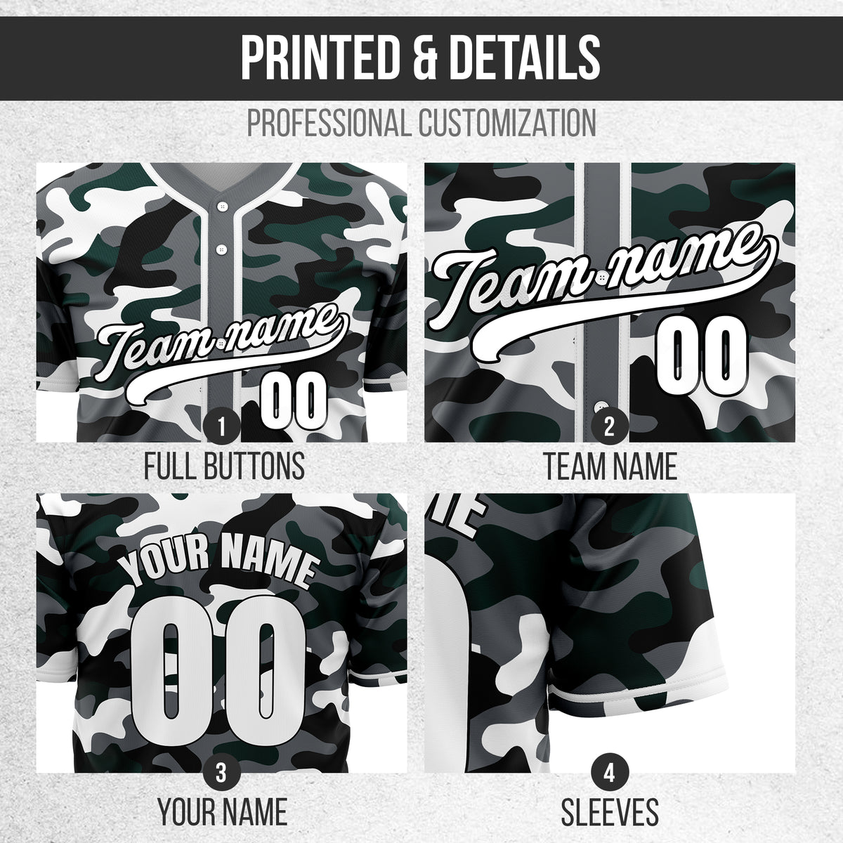 Custom Shadow Command Dark Grey Baseball Sports Jersey Personalized Uniform with Name & Number