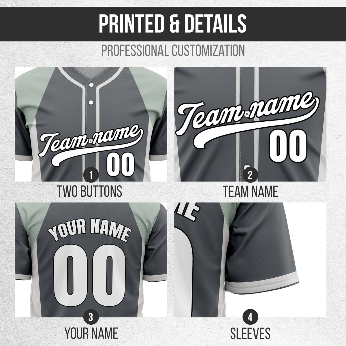 Custom Timeless Stripes Baseball Dark Grey Sports Jersey Personalized Uniform with Name & Number