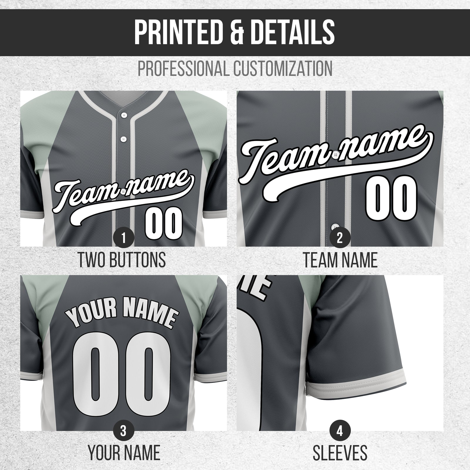 Custom Timeless Stripes Baseball Dark Grey Sports Jersey Personalized Uniform with Name & Number