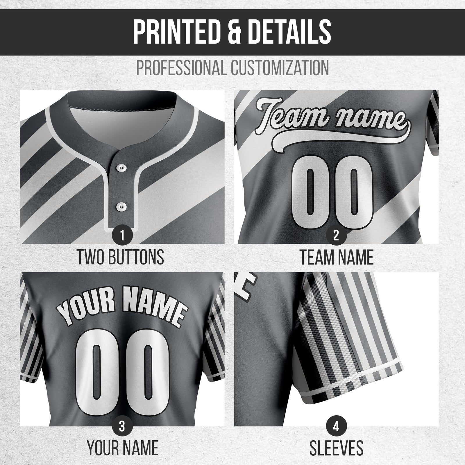 Custom Vibe Split Grey Baseball Sports Jersey Personalized Uniform with Name & Number
