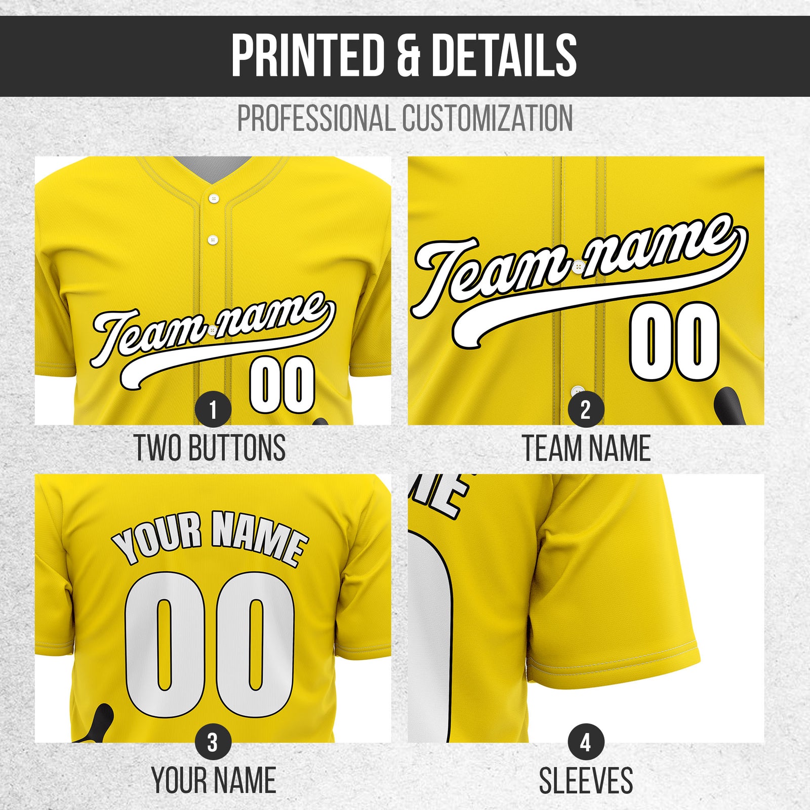 Custom Wave Yellow Baseball Sports Jersey Personalized Uniform with Name & Number