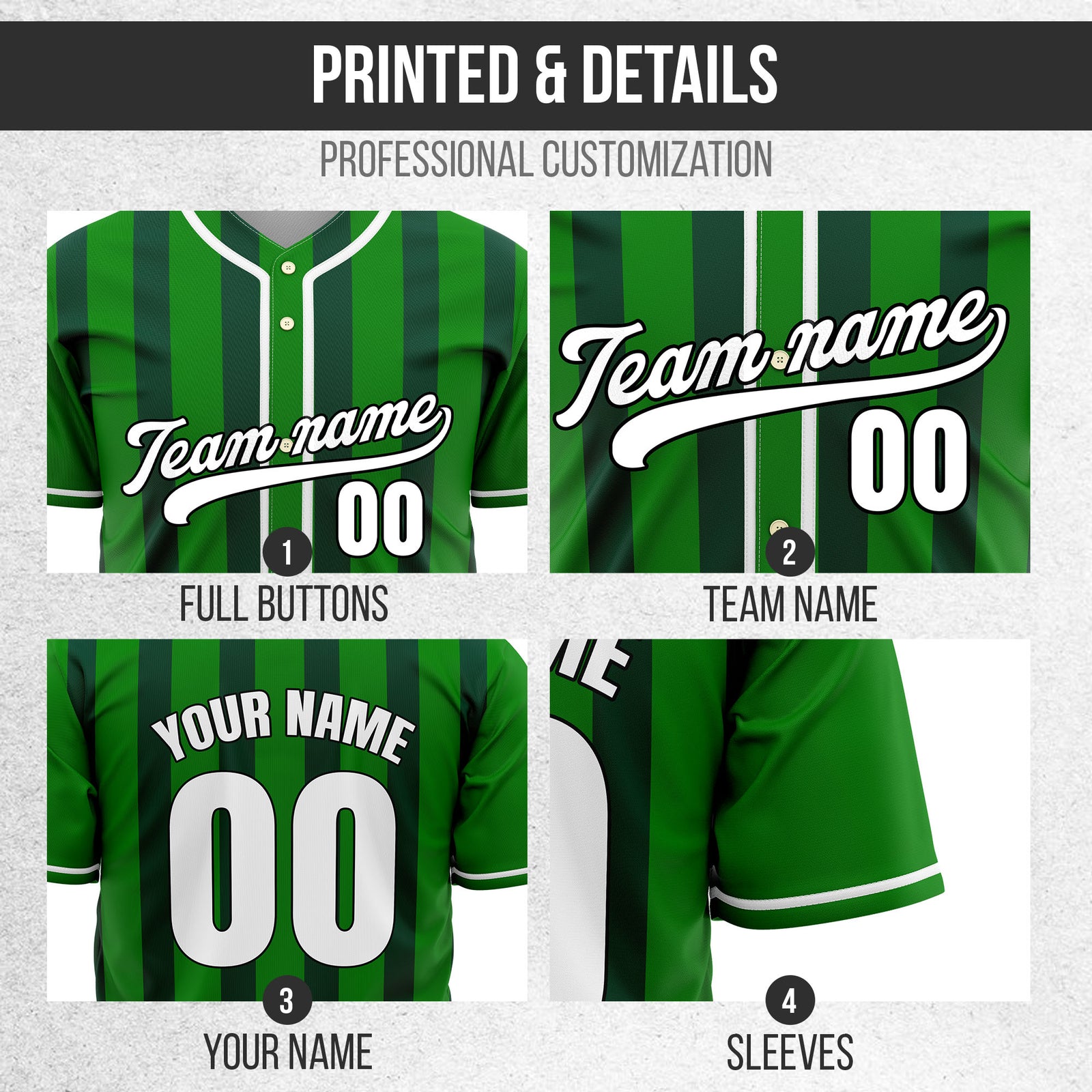 Custom Strikeforce Green Raglan Style Baseball Sports Jersey Personalized Uniform with Name & Number
