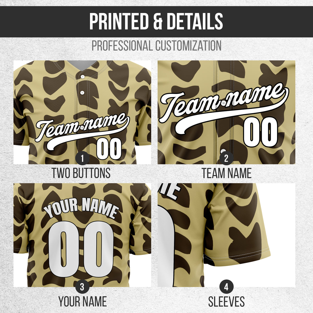 Custom Hawaii Waves Khaki Baseball Sports Jersey Personalized Uniform with Name & Number