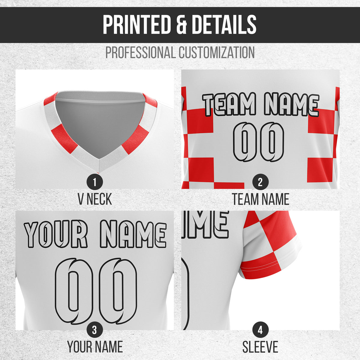 Custom CROATIA Fan Jersey Personalized with Name & Number