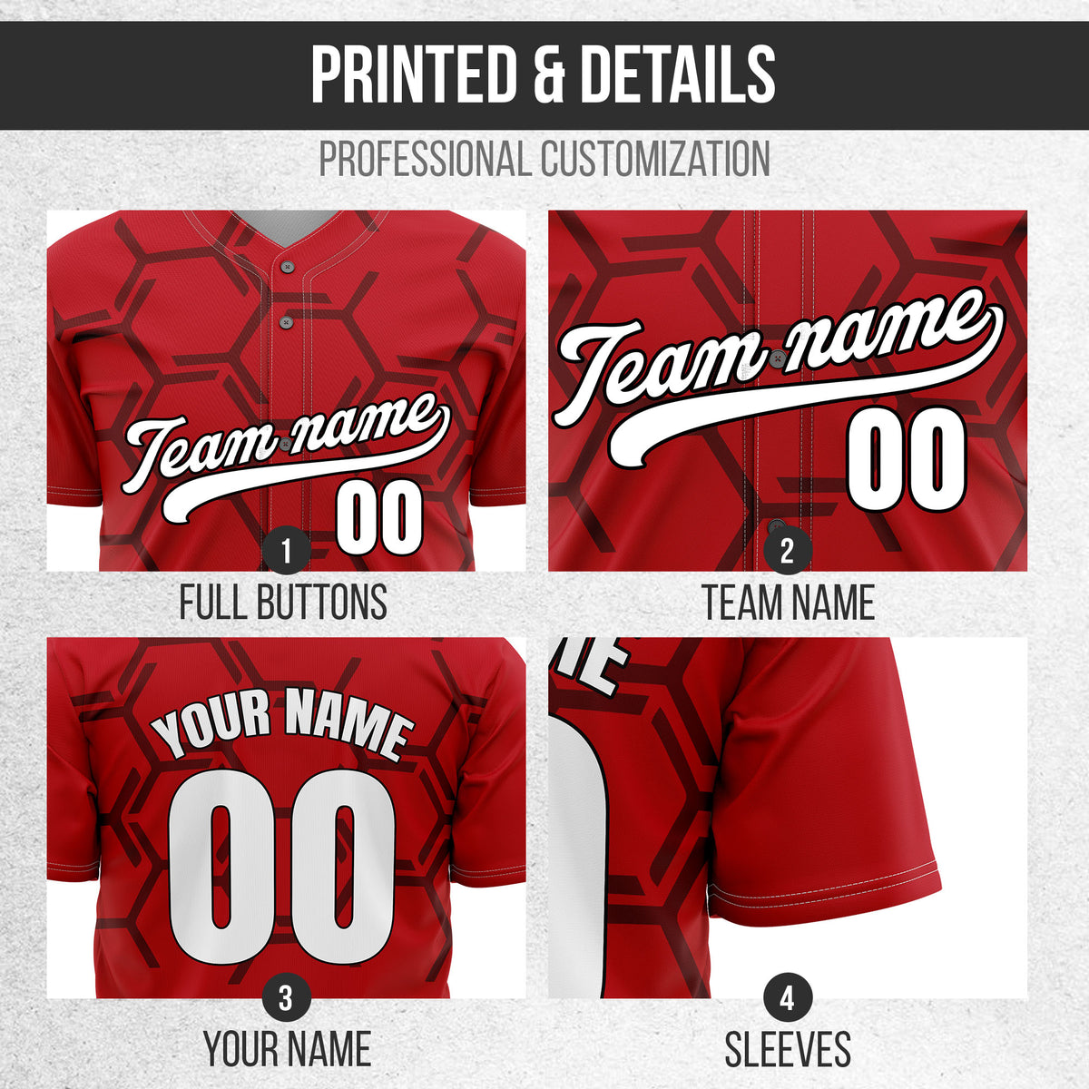 Custom Sting Force Red Baseball Sports Jersey Personalized Uniform with Name & Number