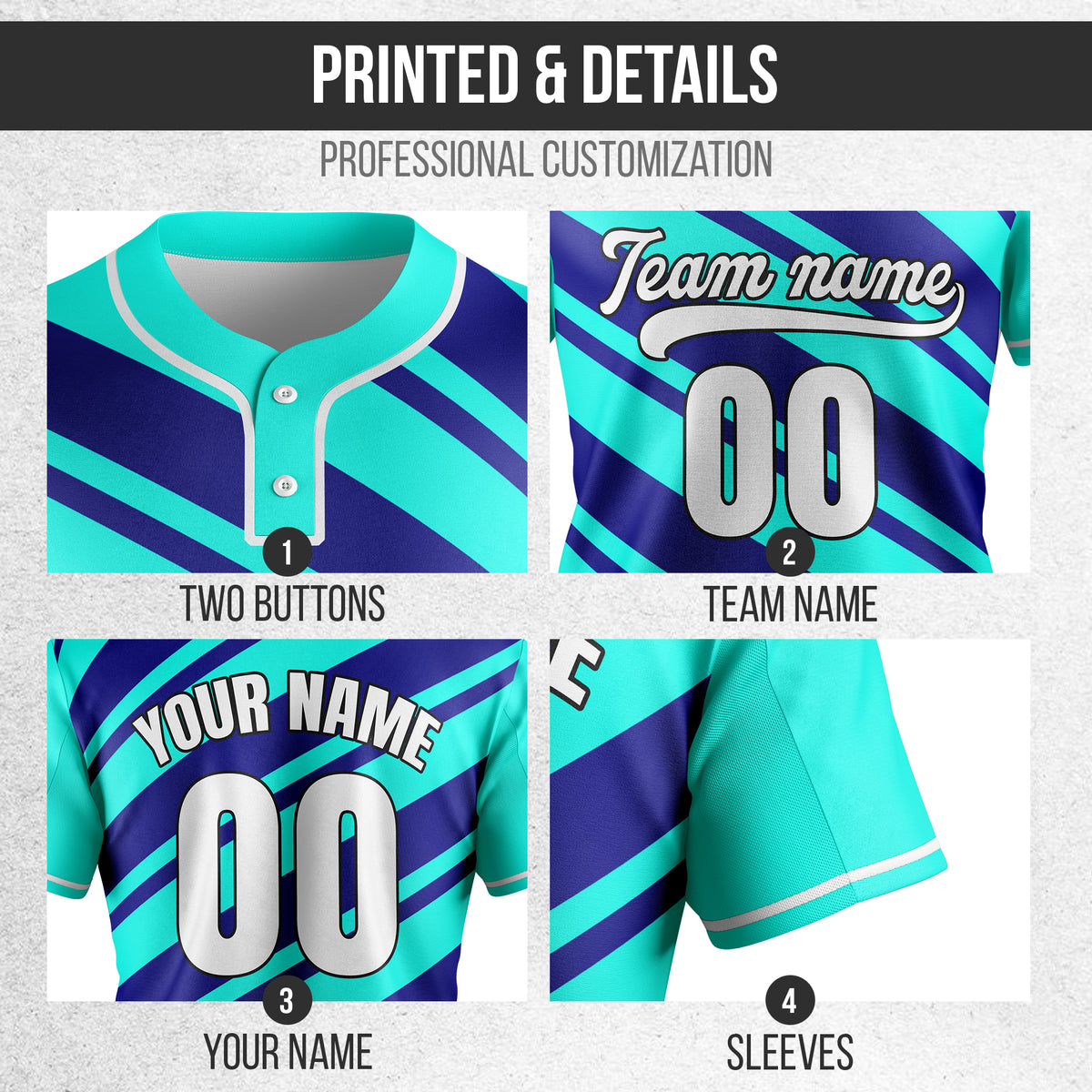 Custom Bold Flow Aqua Baseball Sports Jersey Personalized Uniform with Name & Number