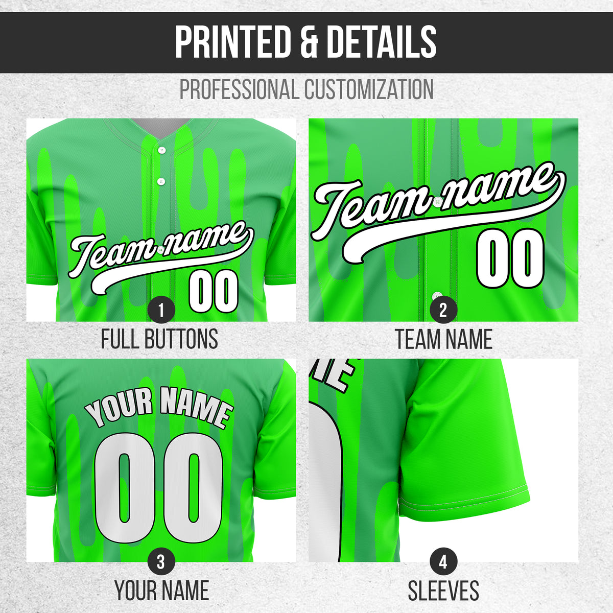 Custom Ink Drip Neon Green Sports Jersey Personalized Uniform with Name & Number