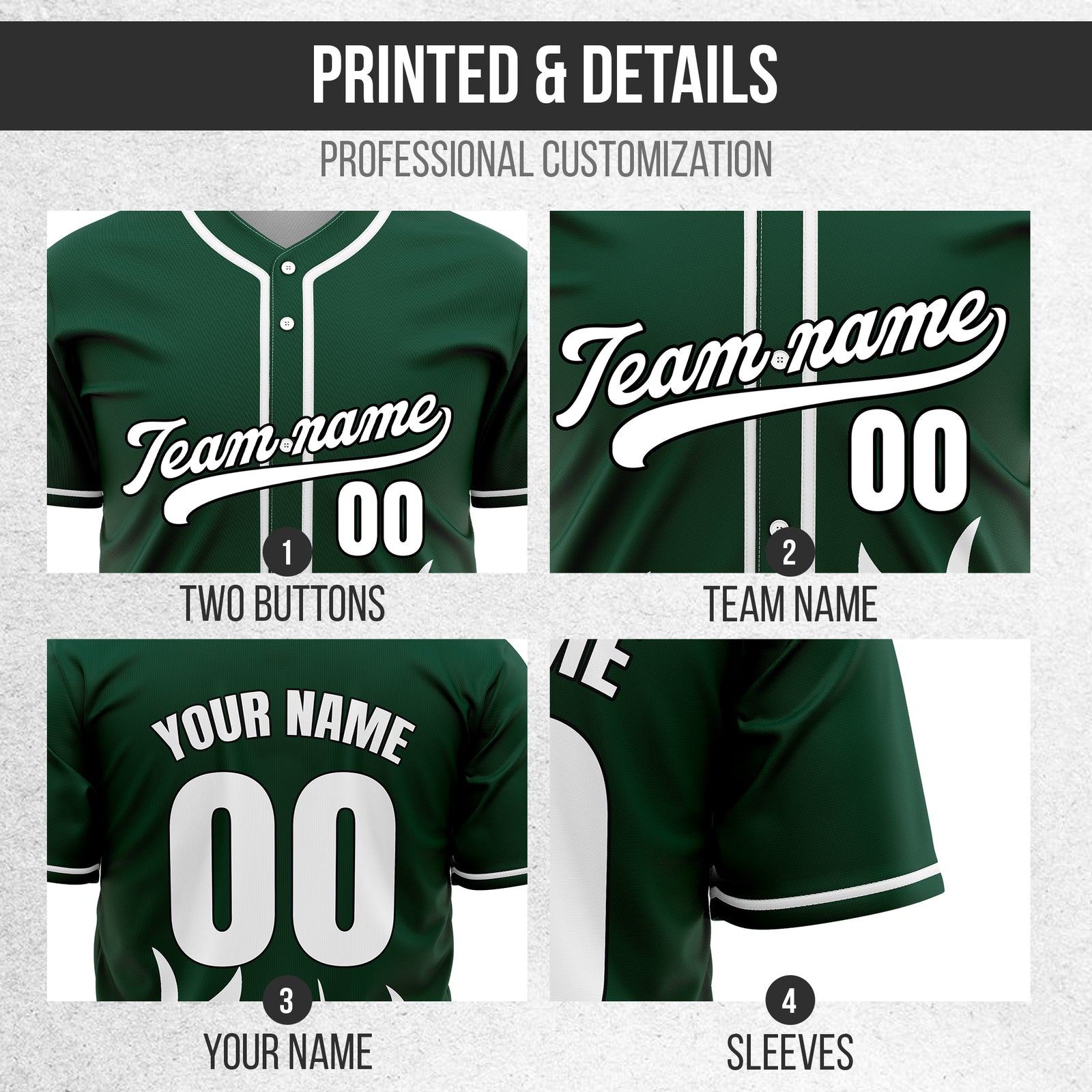 Custom Burnout Green Baseball Sports Jersey Personalized Uniform with Name & Number