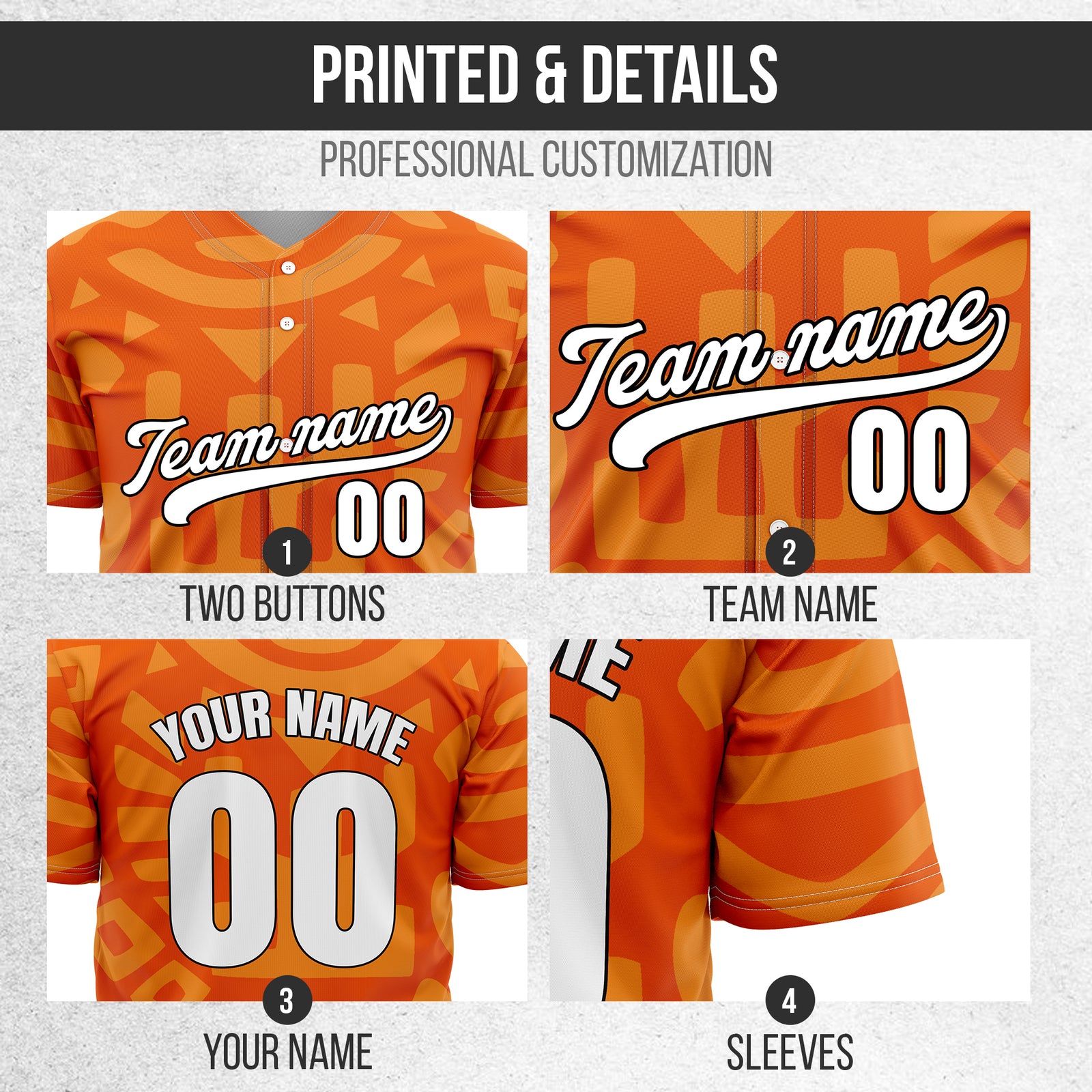 Custom Hawaii Hustle Orange Baseball Sports Jersey Personalized Uniform with Name & Number