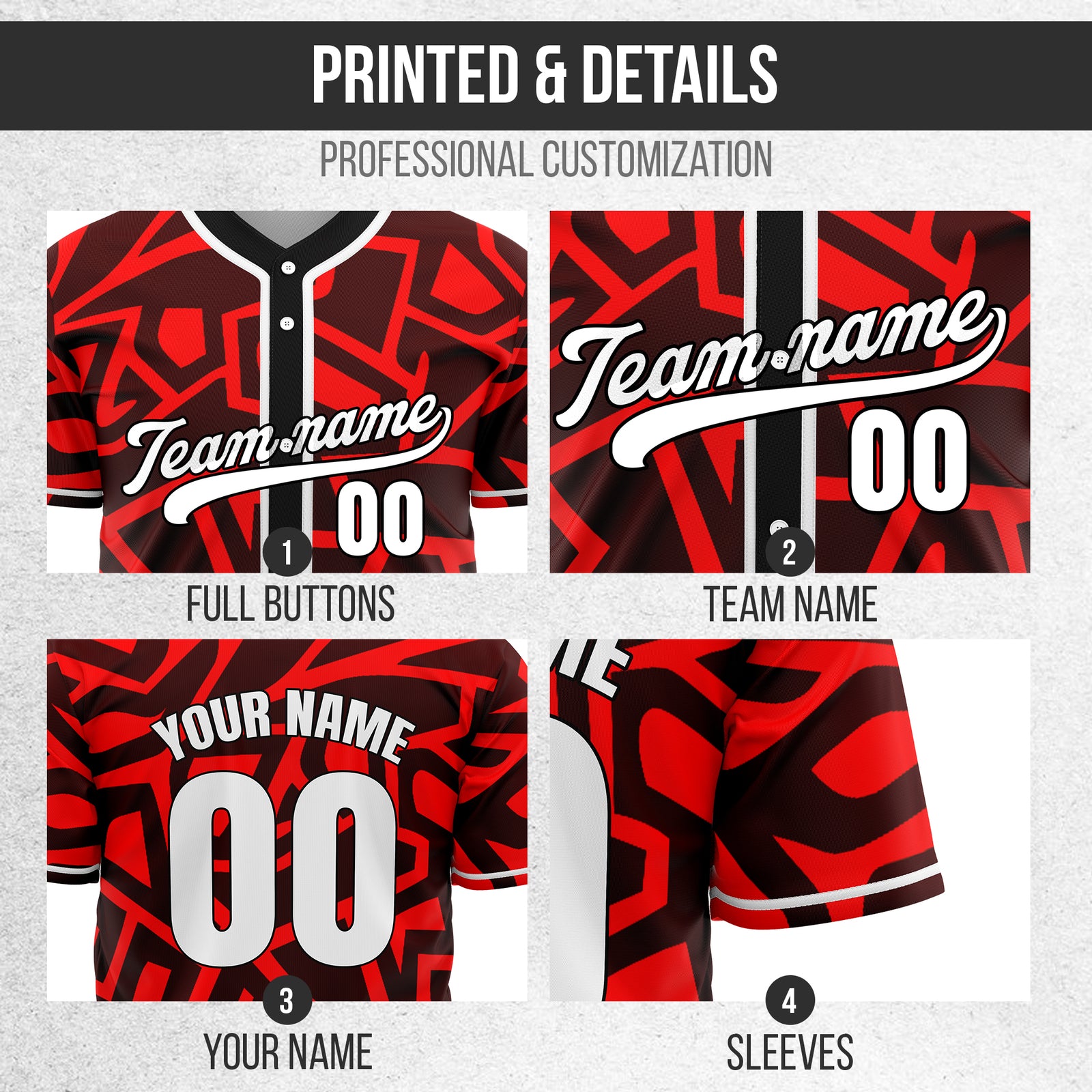 Custom Shadow Rebels Red Baseball Sports Jersey Personalized Uniform with Name & Number