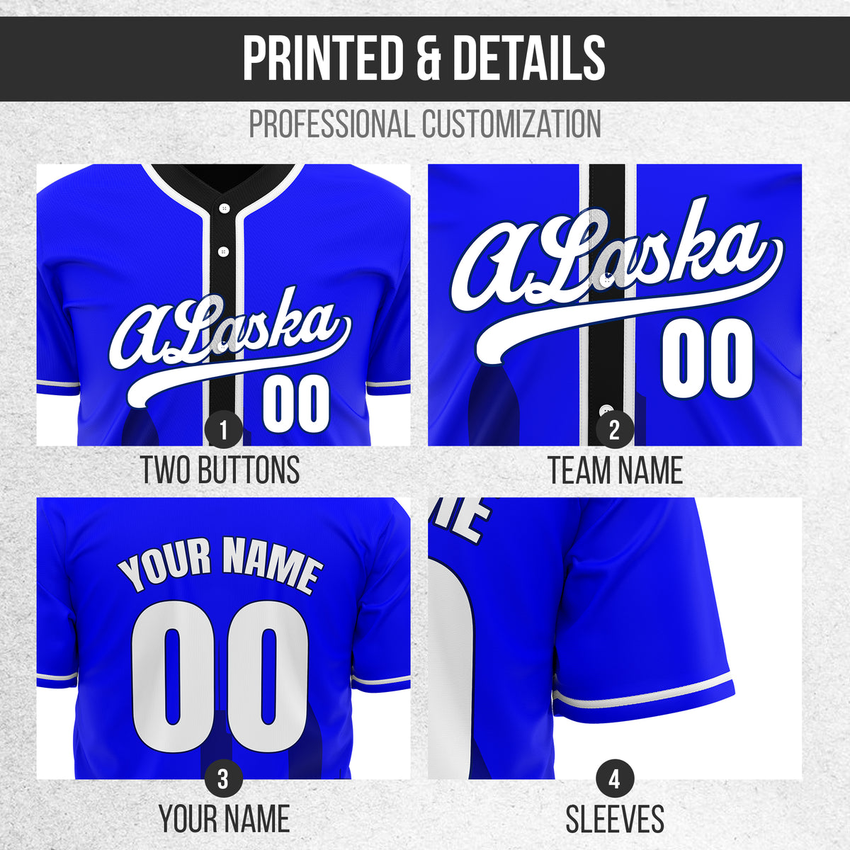 Custom City Horizon Blue Baseball Sports Jersey Personalized Uniform with Name & Number
