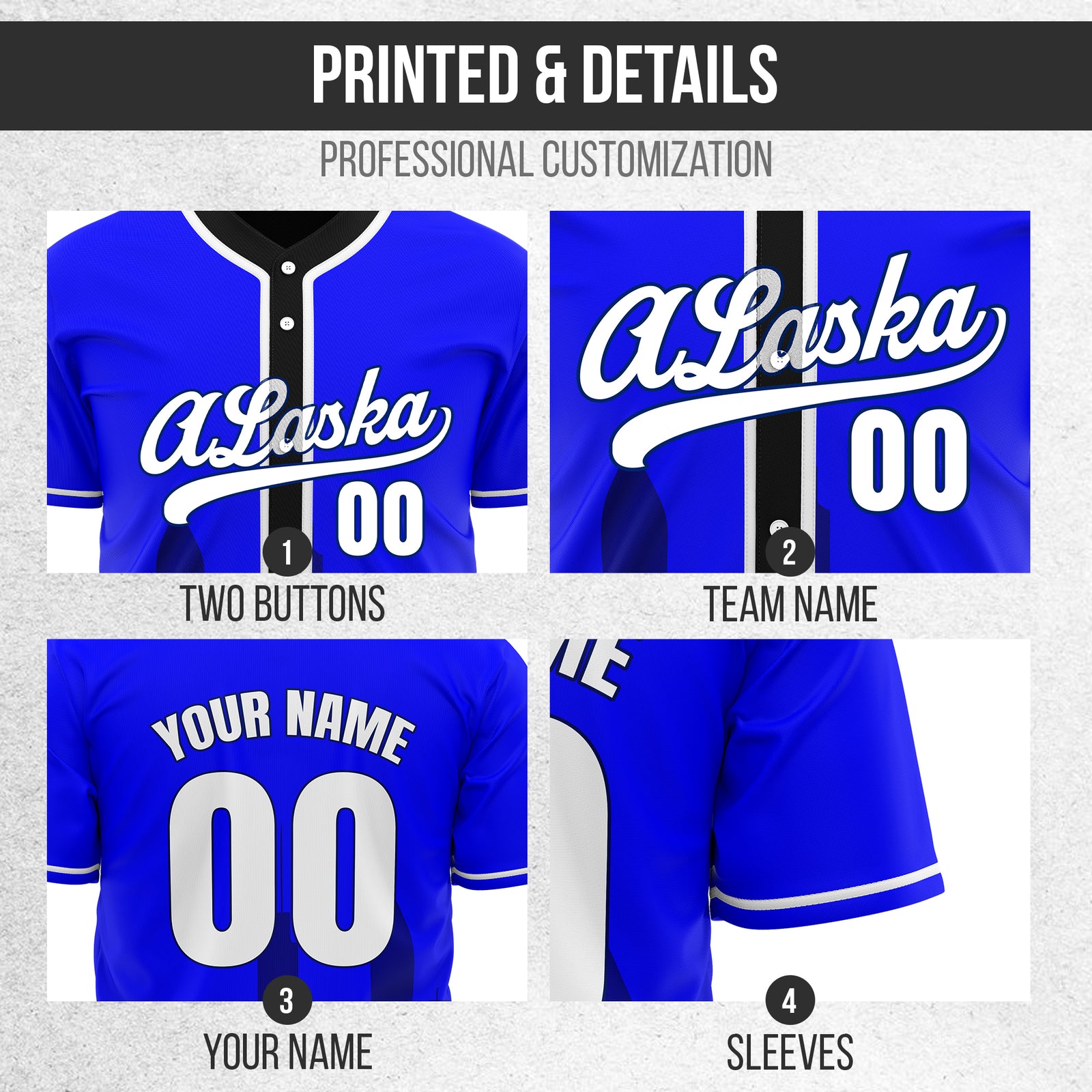 Custom City Horizon Blue Baseball Sports Jersey Personalized Uniform with Name & Number