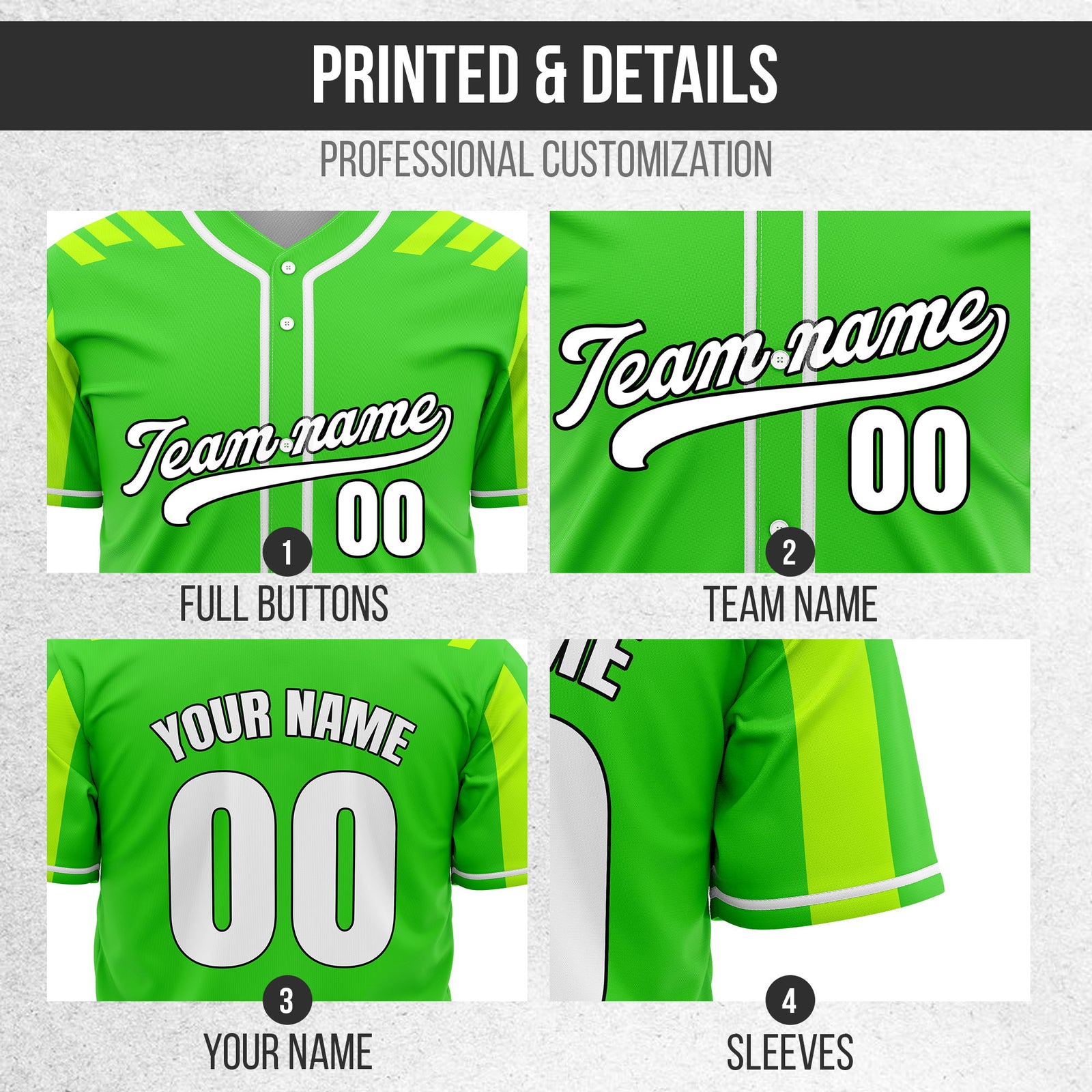 Custom Radiant Strike Neon Green Raglan Style Baseball Sports Jersey Personalized Uniform with Name & Number