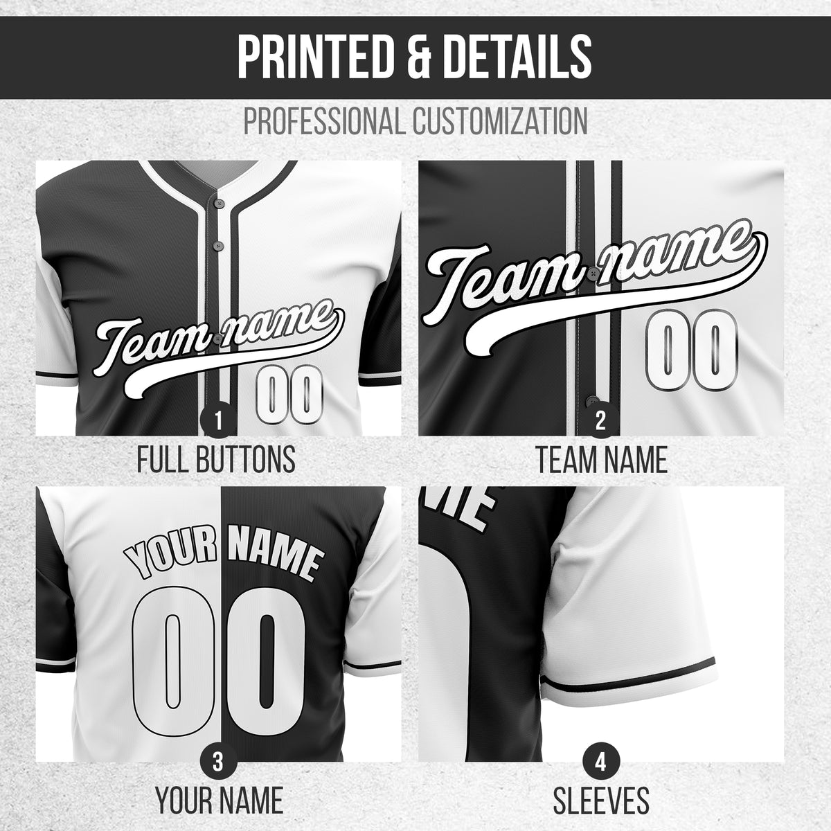 Custom Split Baseball White Sports Jersey Personalized Uniform with Name & Number