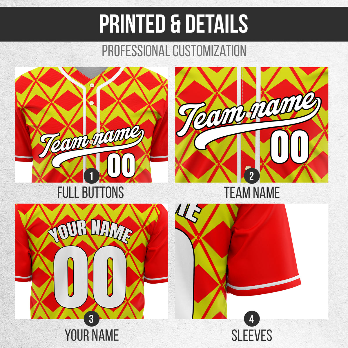 Custom Rhombus Blaze Red Baseball Sports Jersey Personalized Uniform with Name & Number