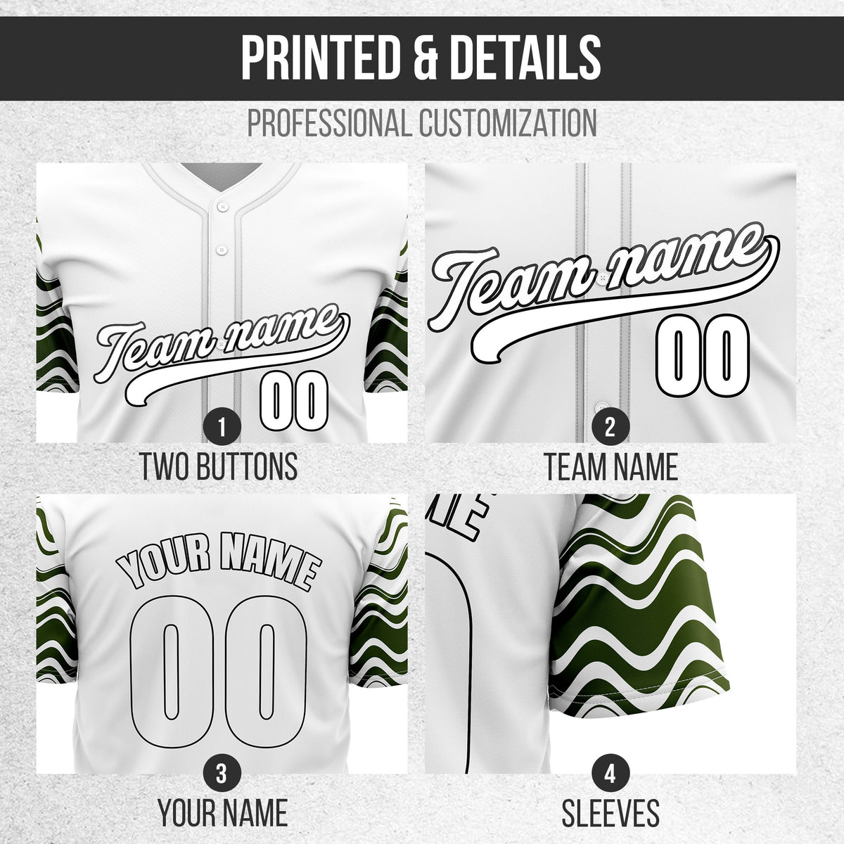 Custom Wave White Baseball Sports Jerseys Personalized Uniform with Name & Number