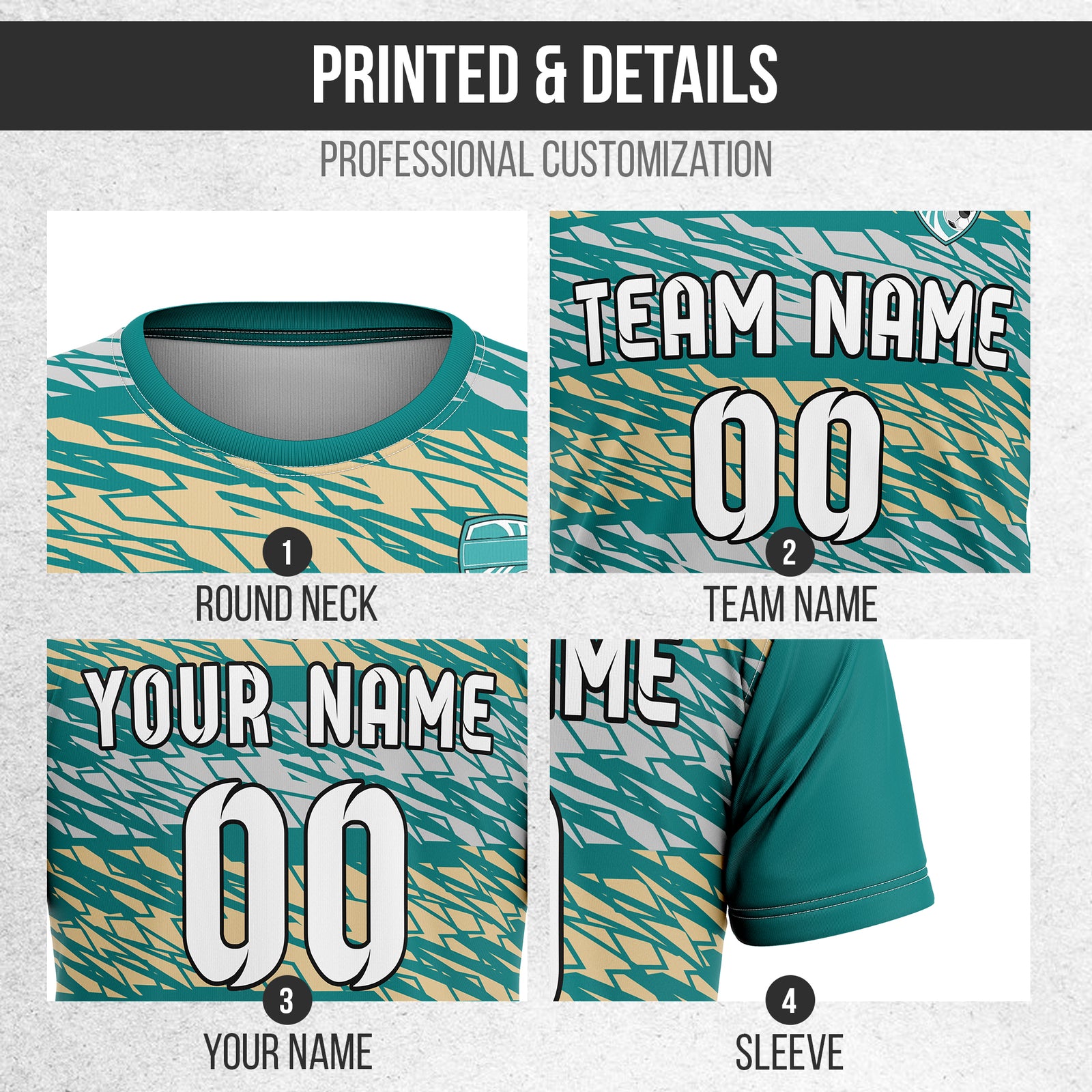 Custom Flare Strike R-Full Pattern Soccer Teal Sport Tops Jersey