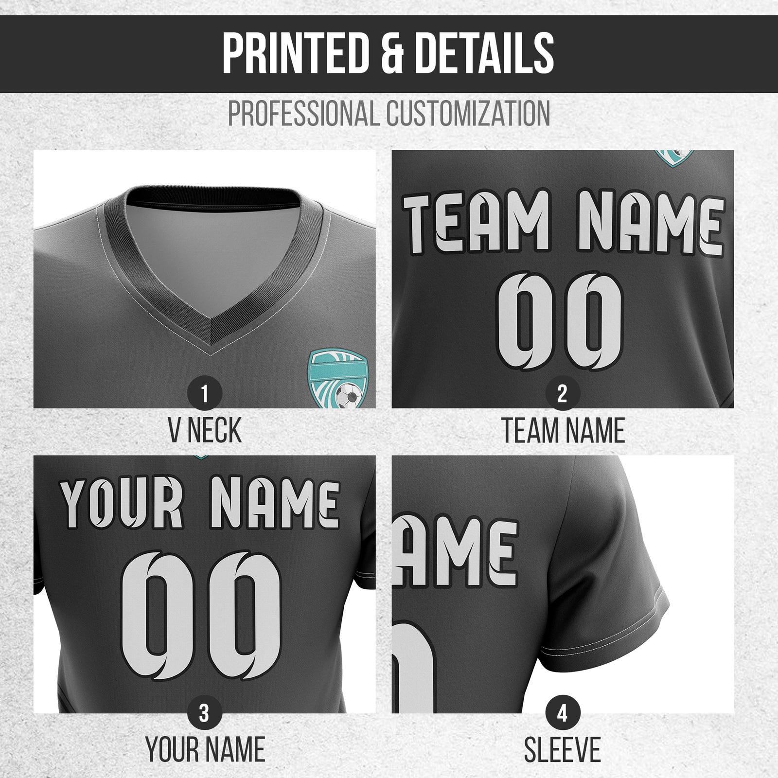 Custom WaveLine Stripe V-Neck Dark Grey Soccer sport Tops Jersey