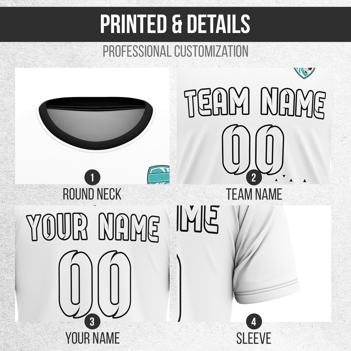 Custom Tri-Edge R Side Pattern Soccer White Sport Tops Jersey