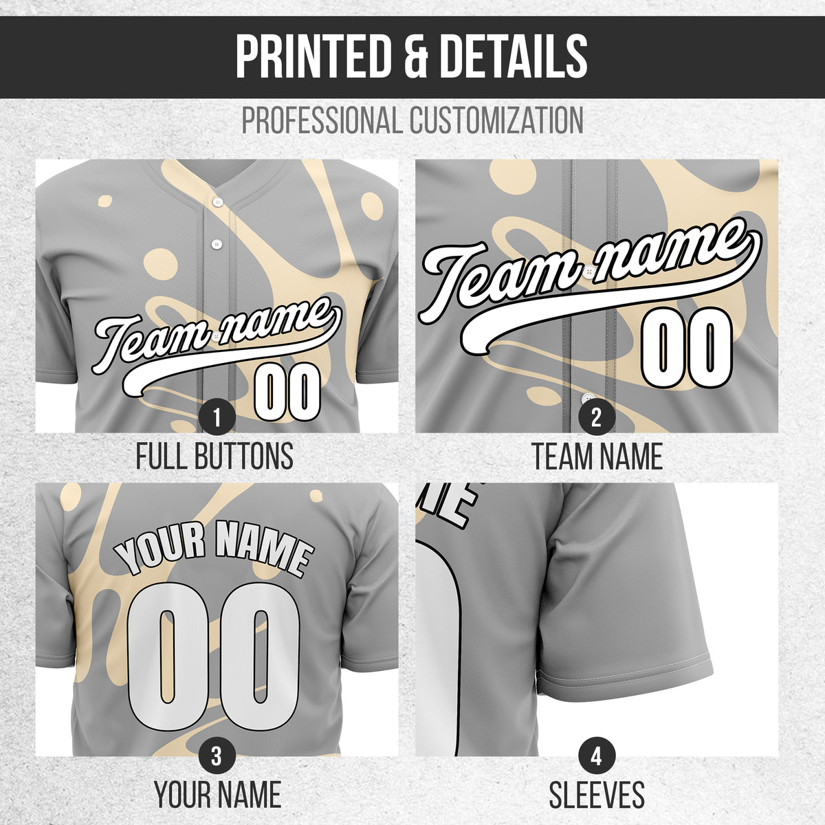 Custom Ink Surge Grey Sports Jersey Personalized Uniform with Name & Number