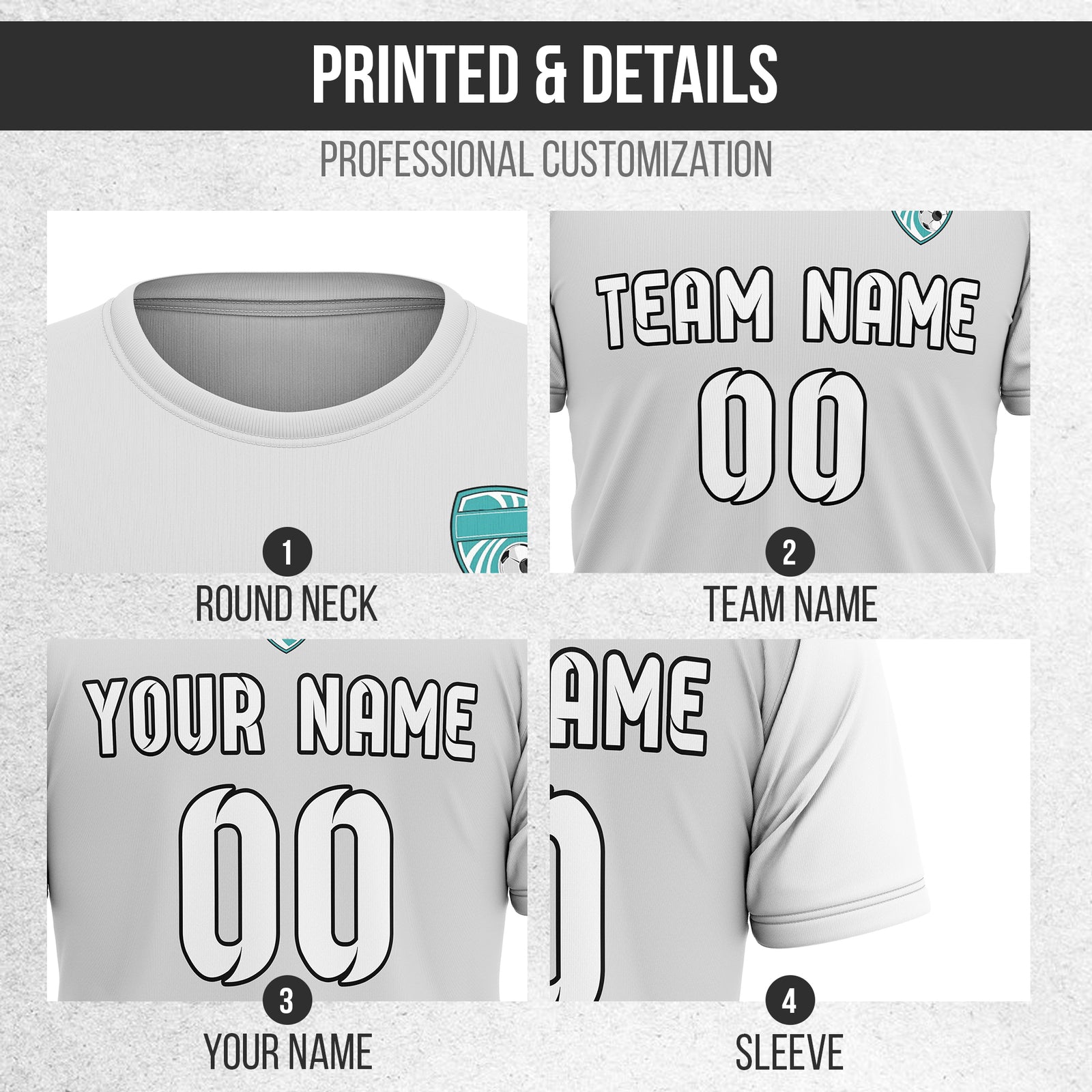 Custom BaseLine Stripe Grey Soccer sport Tops Jersey