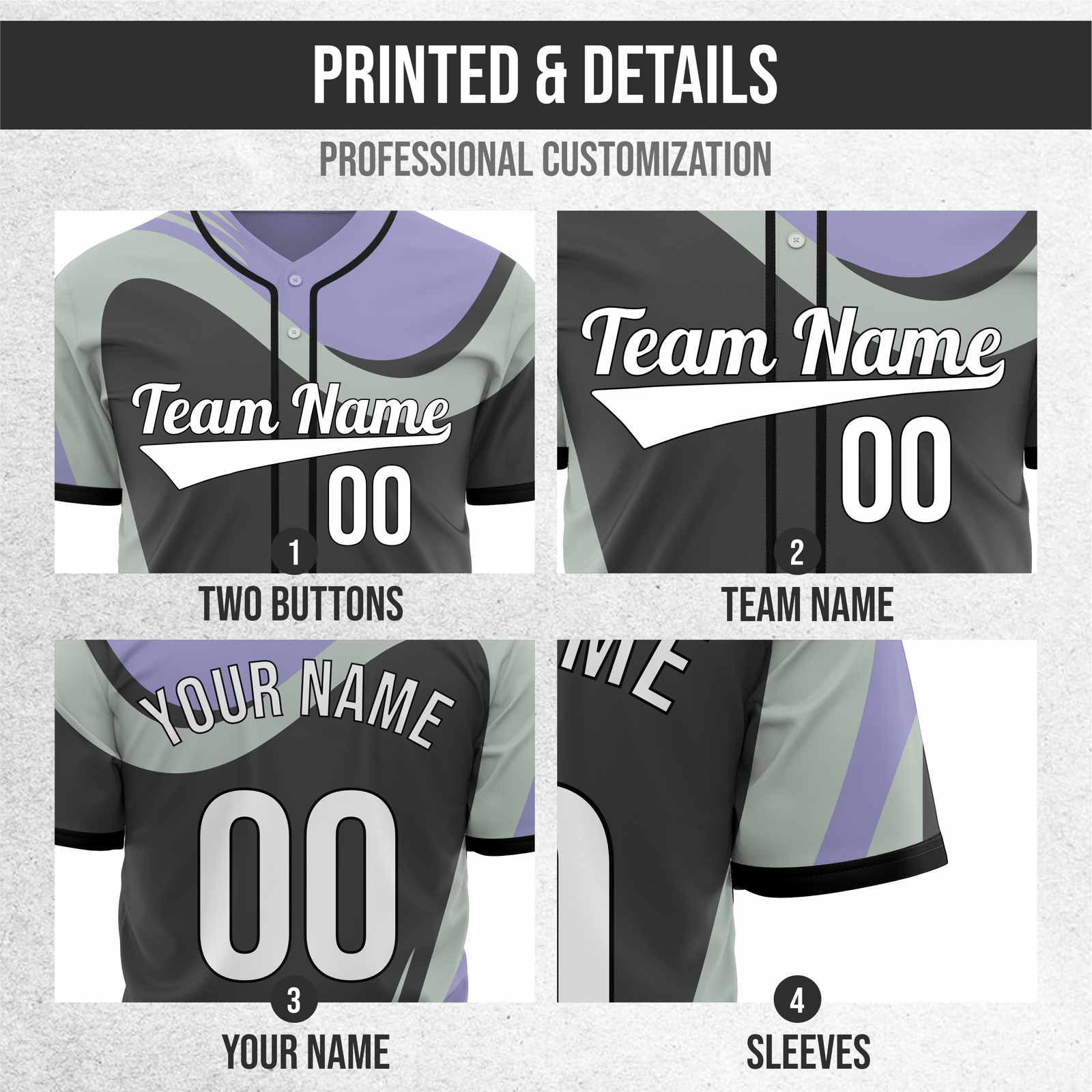 Custom Heritage Flow Baseball Dark Grey Sports Jersey Personalized Uniform with Name & Number