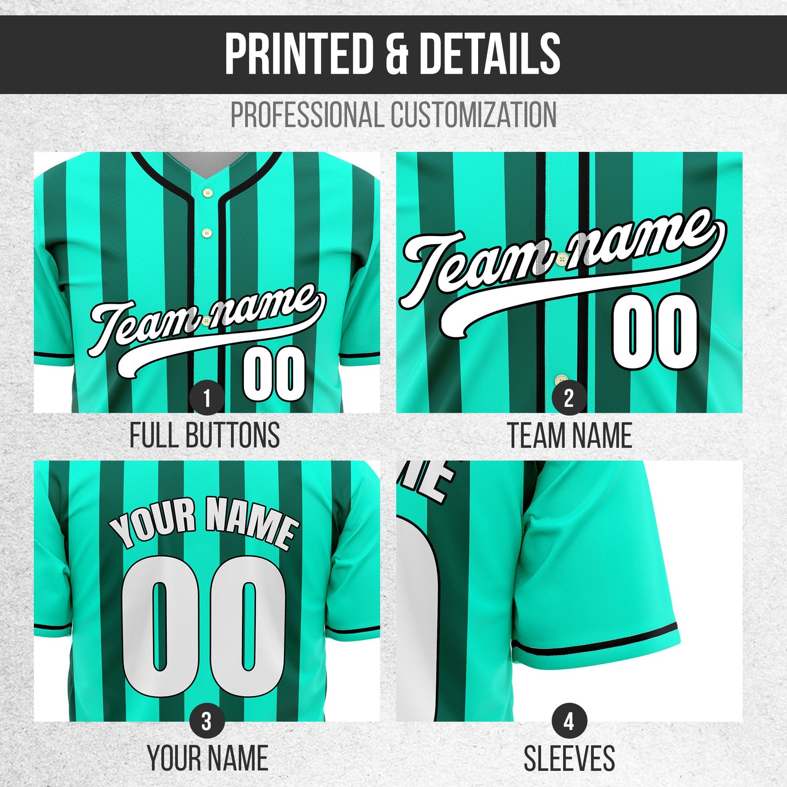 Custom Strikeforce Aqua Raglan Style Baseball Sports Jersey Personalized Uniform with Name & Number