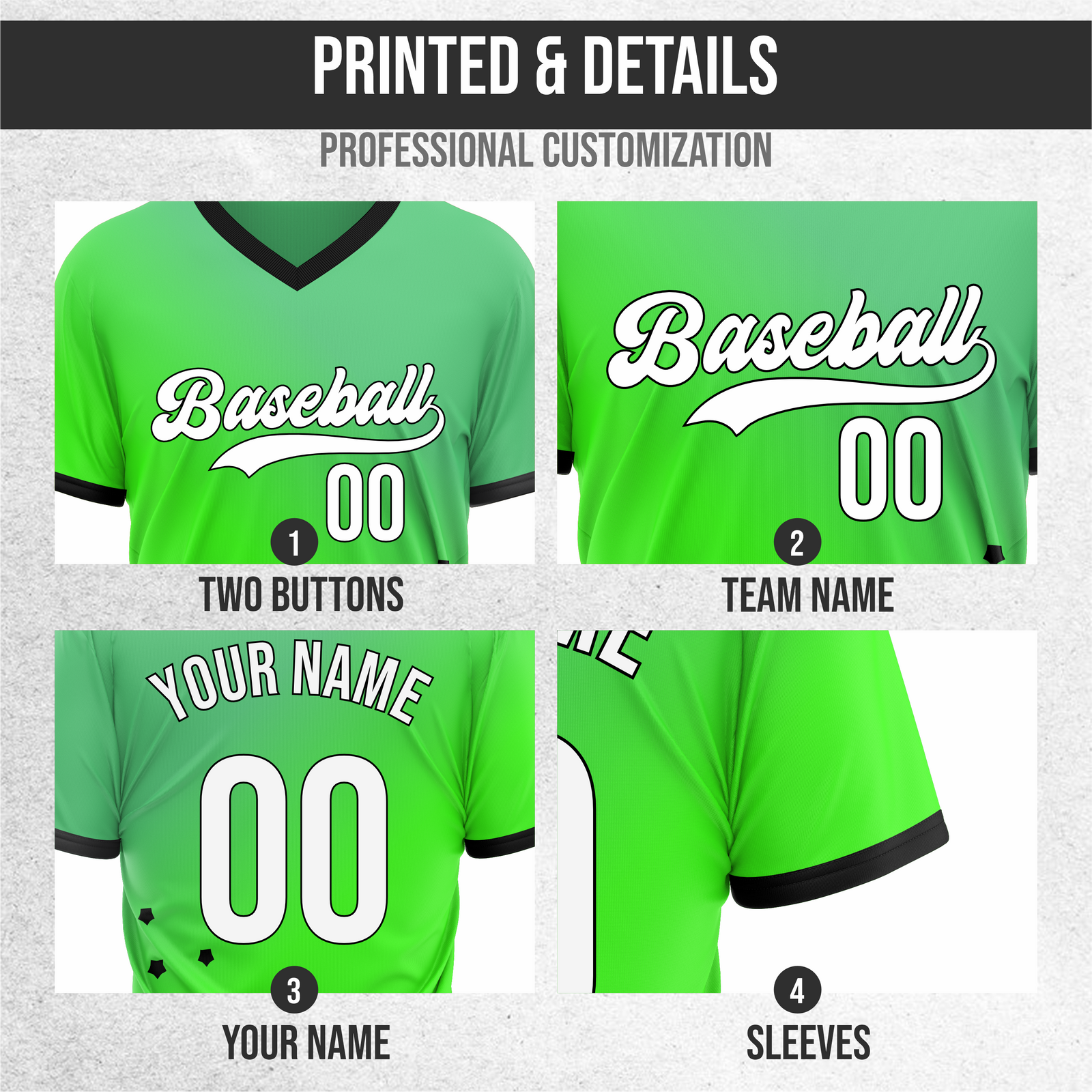 Custom Twilight Stars Baseball Green Sports Jersey Personalized Uniform with Name & Number