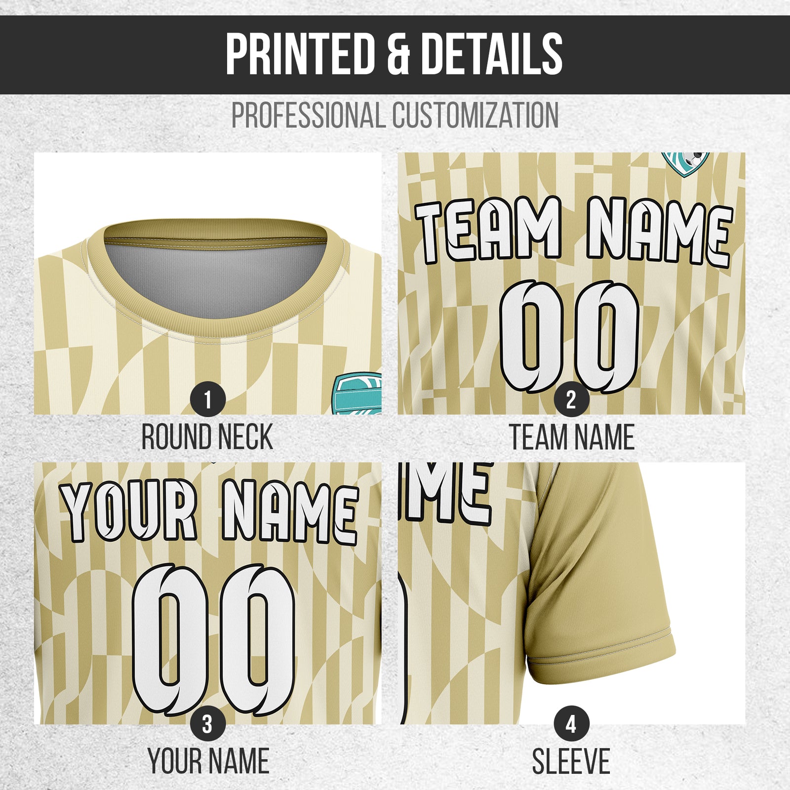 Custom Pulse Grid R-Full Pattern Soccer khaki Sport Tops Jersey