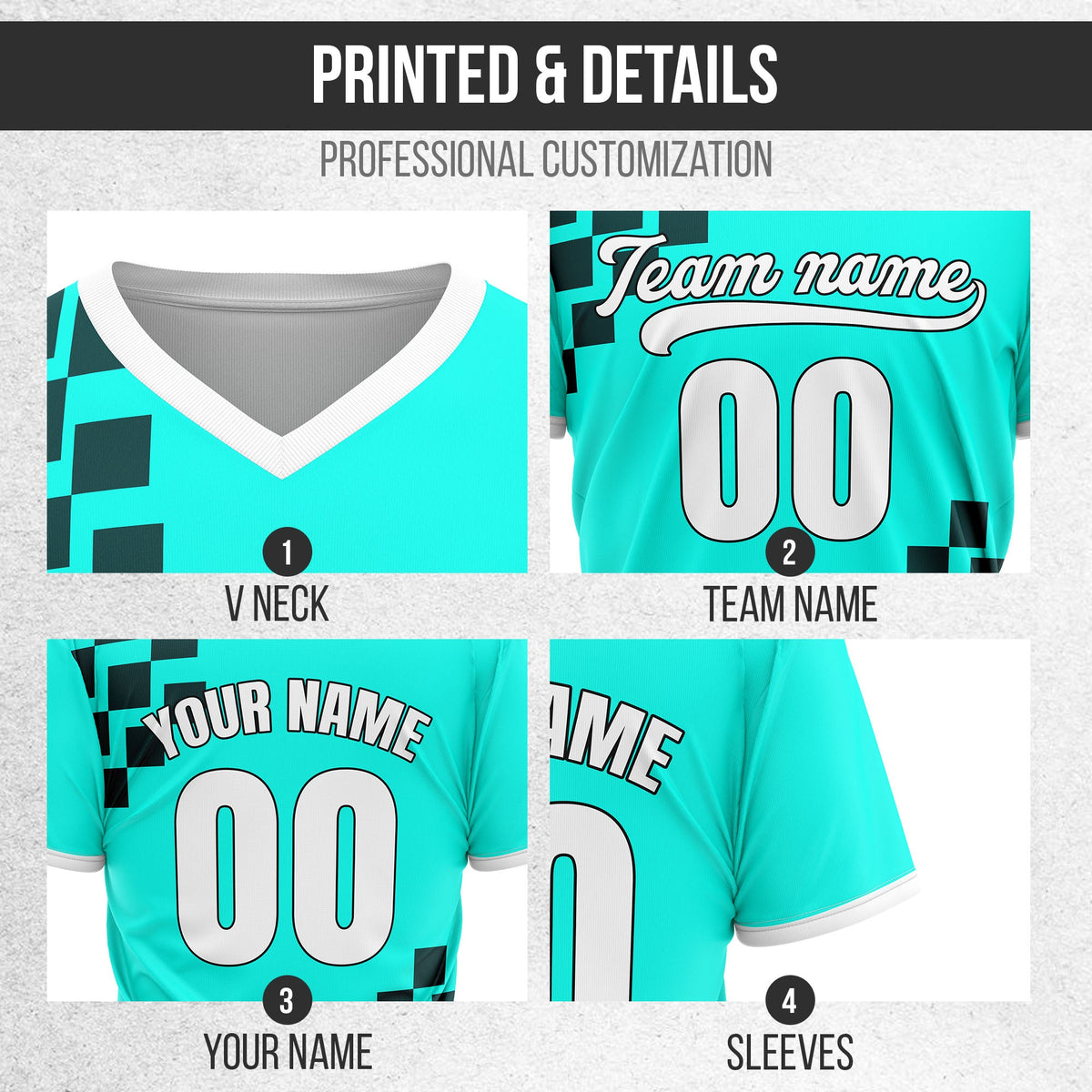 Custom Shadow Pixel Aqua Baseball Sports Jersey Personalized Uniform with Name & Number
