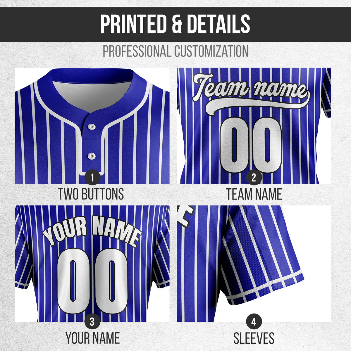 Custom Pinstripe Baseball Navy Sports Jersey Personalized Uniform with Name & Number