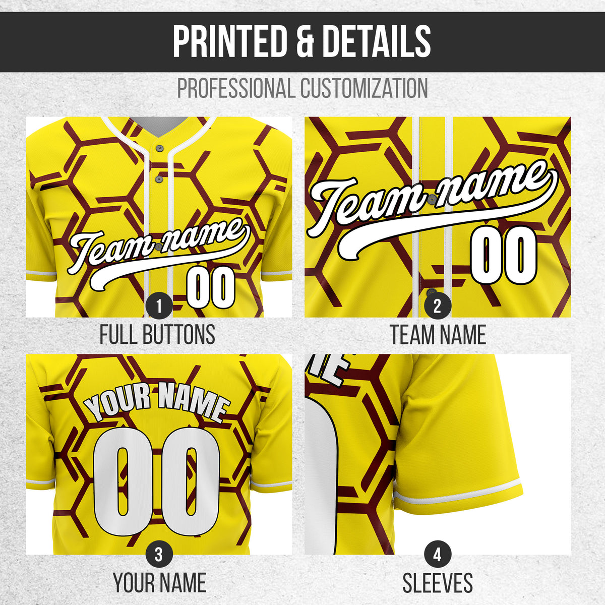 Custom Sting Force Yellow Baseball Sports Jersey Personalized Uniform with Name & Number