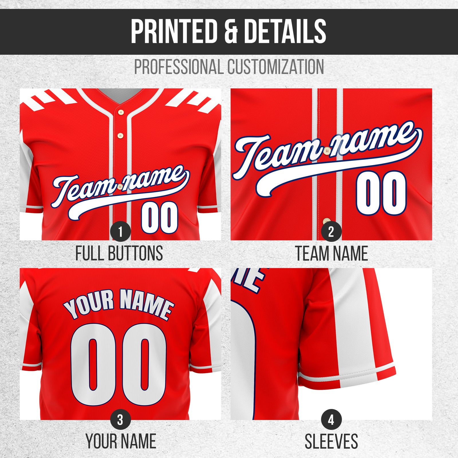 Custom Radiant Strike Red Raglan Style Baseball Sports Jersey Personalized Uniform with Name & Number