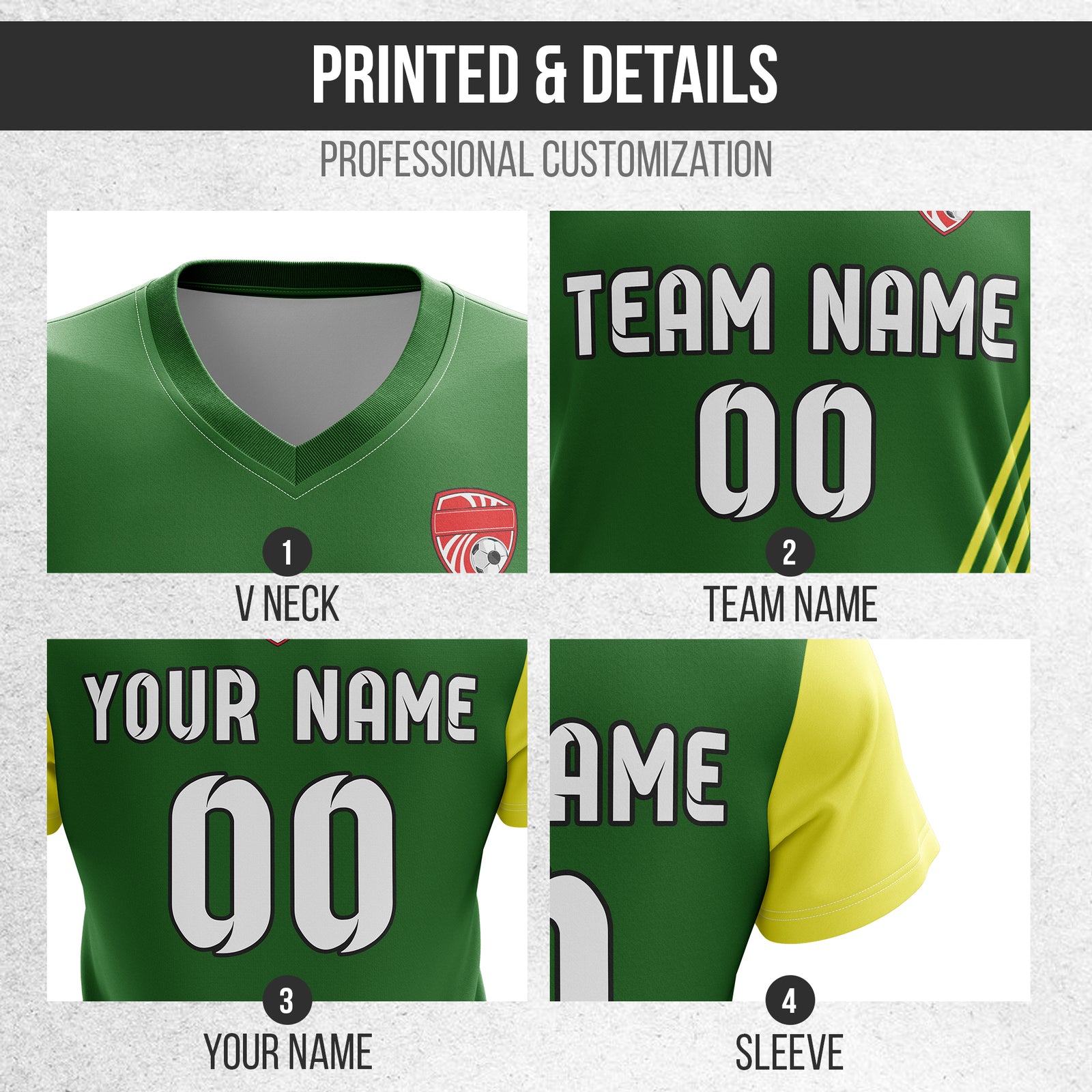Custom Rapid Line V-Side Pattern Green Soccer sport Tops Jersey