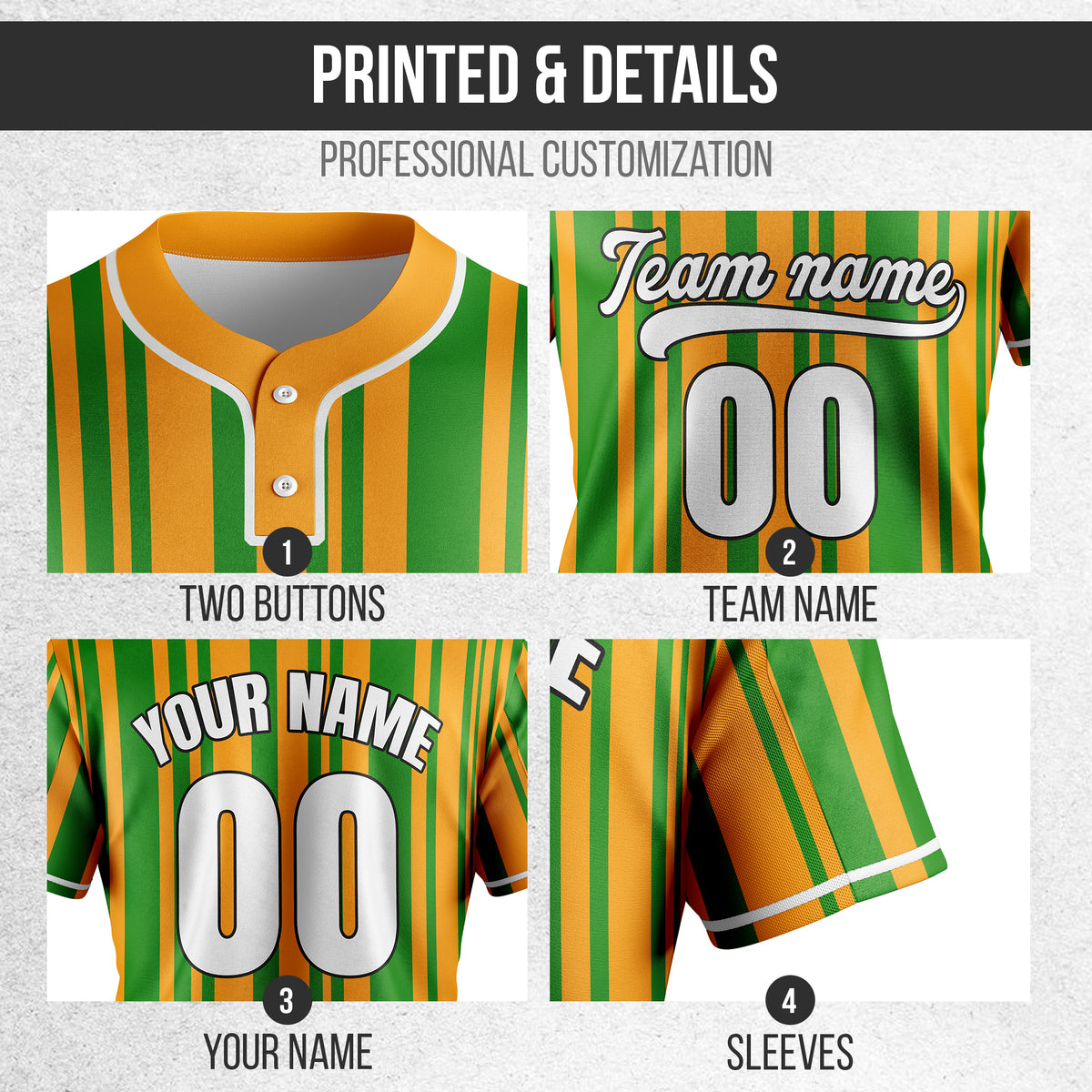 Custom Stripe Fusion Orange Baseball Sports Jersey Personalized Uniform with Name & Number
