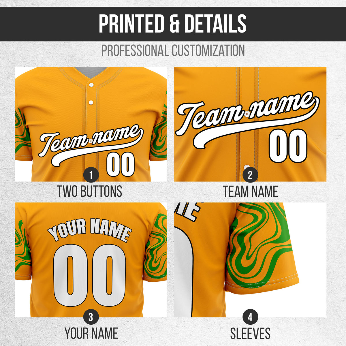Custom Wave Orange Baseball Sports Jerseys Personalized Uniform with Name & Numbers
