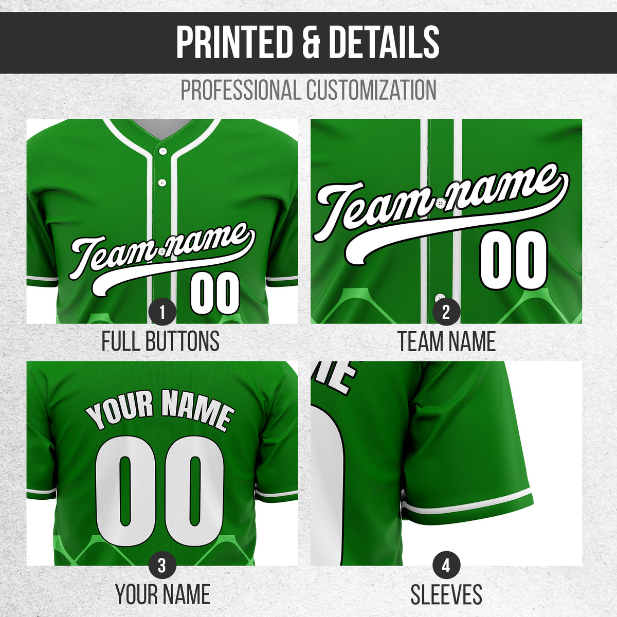 Custom Gridlock Green Baseball Sports Jersey Personalized Uniform with Name & Number