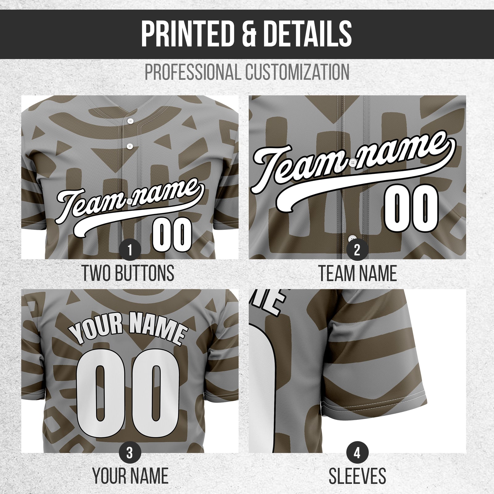 Custom Hawaii Hustle Grey Baseball Sports Jersey Personalized Uniform with Name & Number