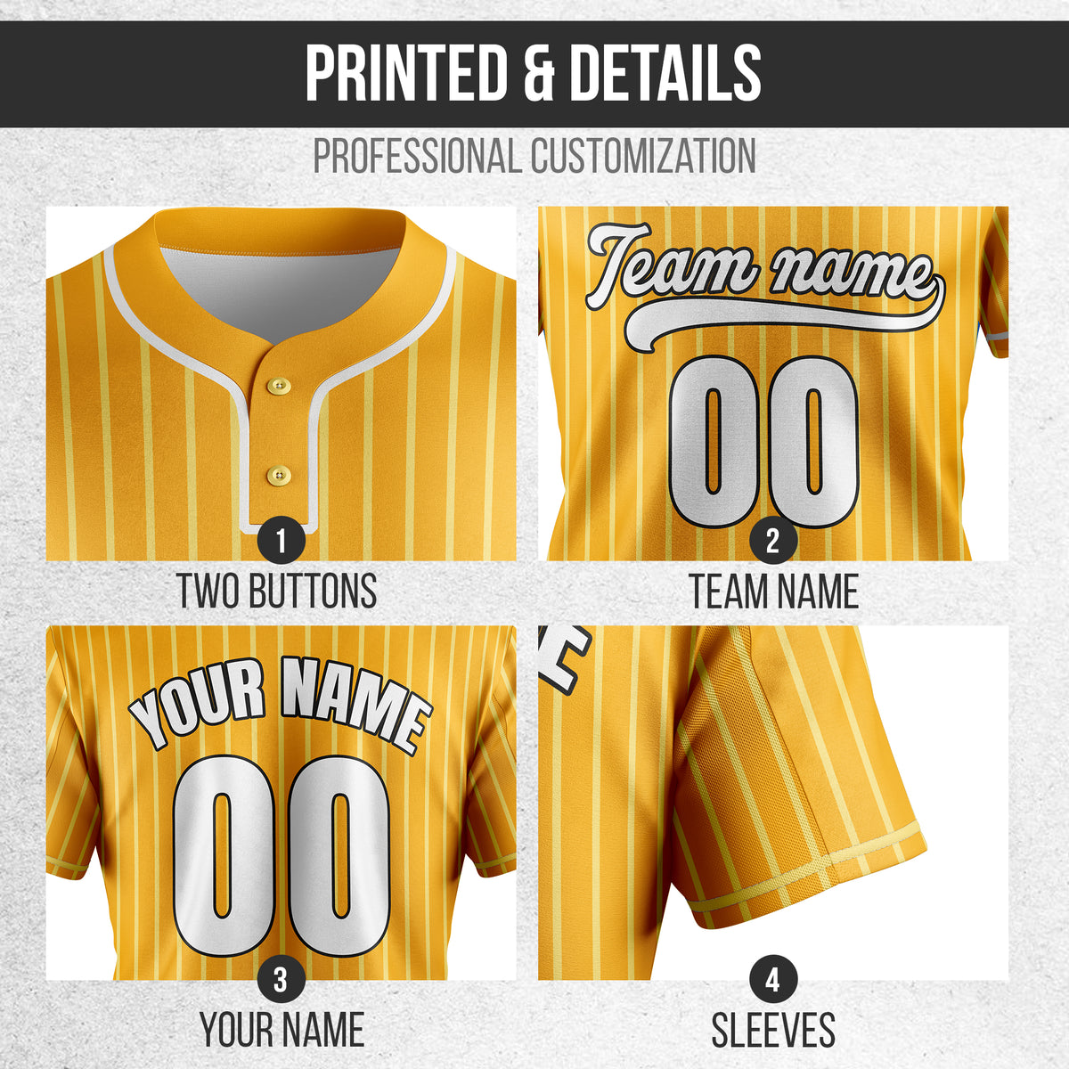 Custom Pinstripe Baseball Orange Sports Jersey Personalized Uniform with Name & Number