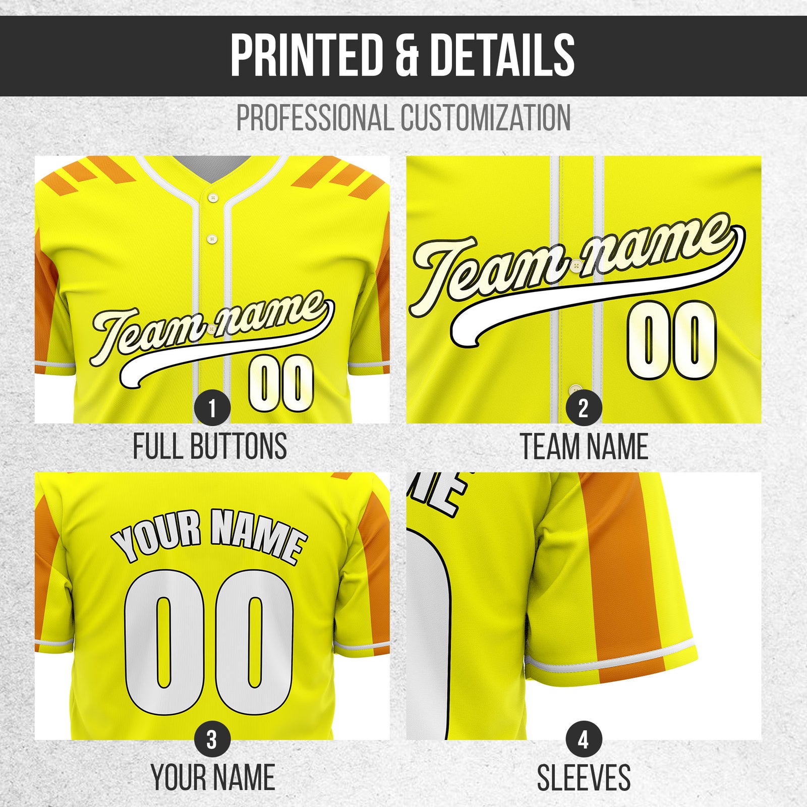 Custom Radiant Strike Yellow Raglan Style Baseball Sports Jersey Personalized Uniform with Name & Number