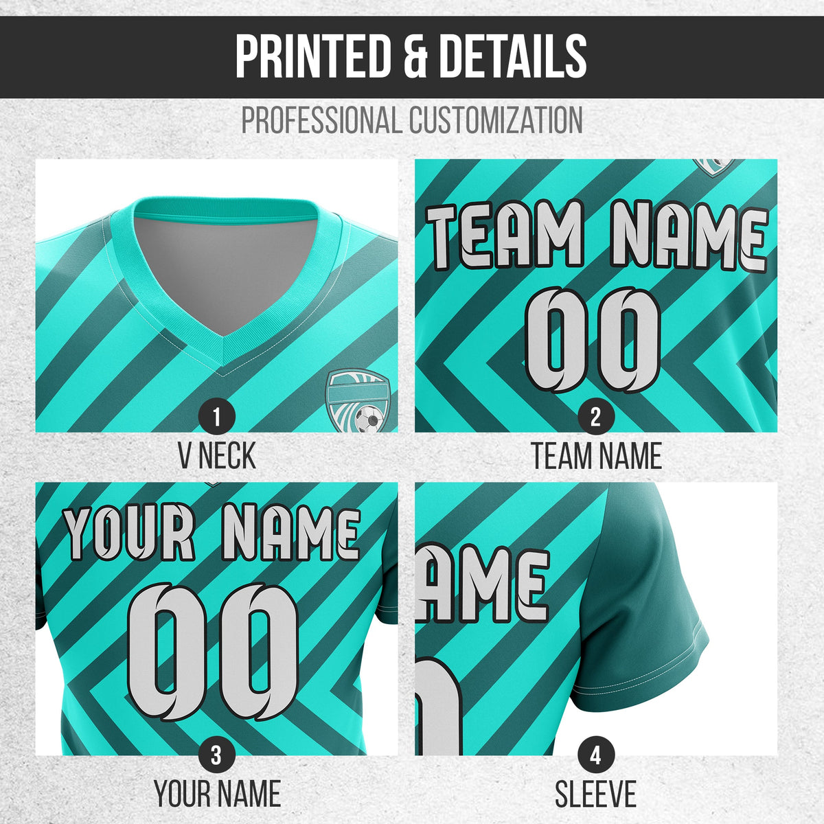 Custom Soccer Swift Stripe V-Neck D3 Sport Tops Jersey
