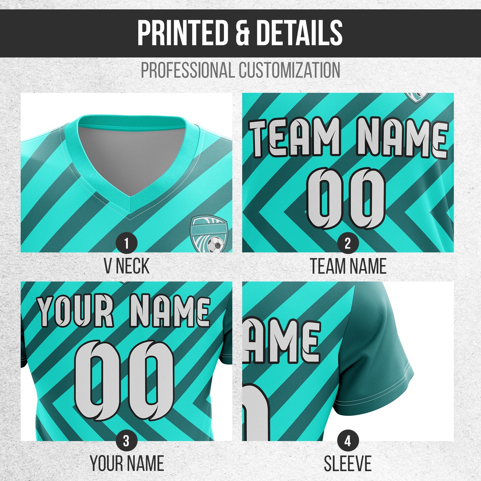 Custom Soccer Swift Stripe V-Neck D3 Sport Tops Jersey