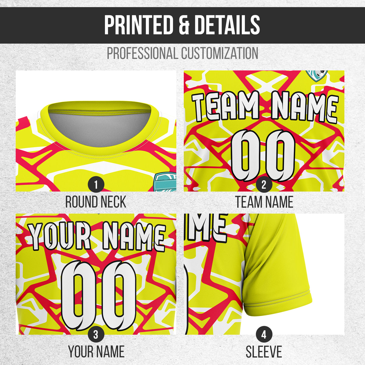 Custom Wild Pulse R-Full Pattern Soccer Yellow Sport Tops Jersey