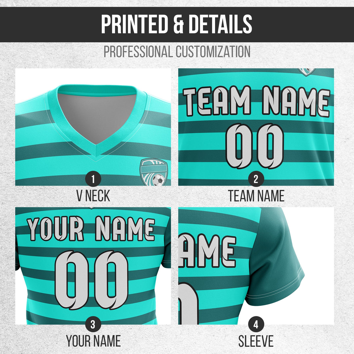 Custom V Neck Soccer Elite Stripe Pro D2 Sport Tops Jersey