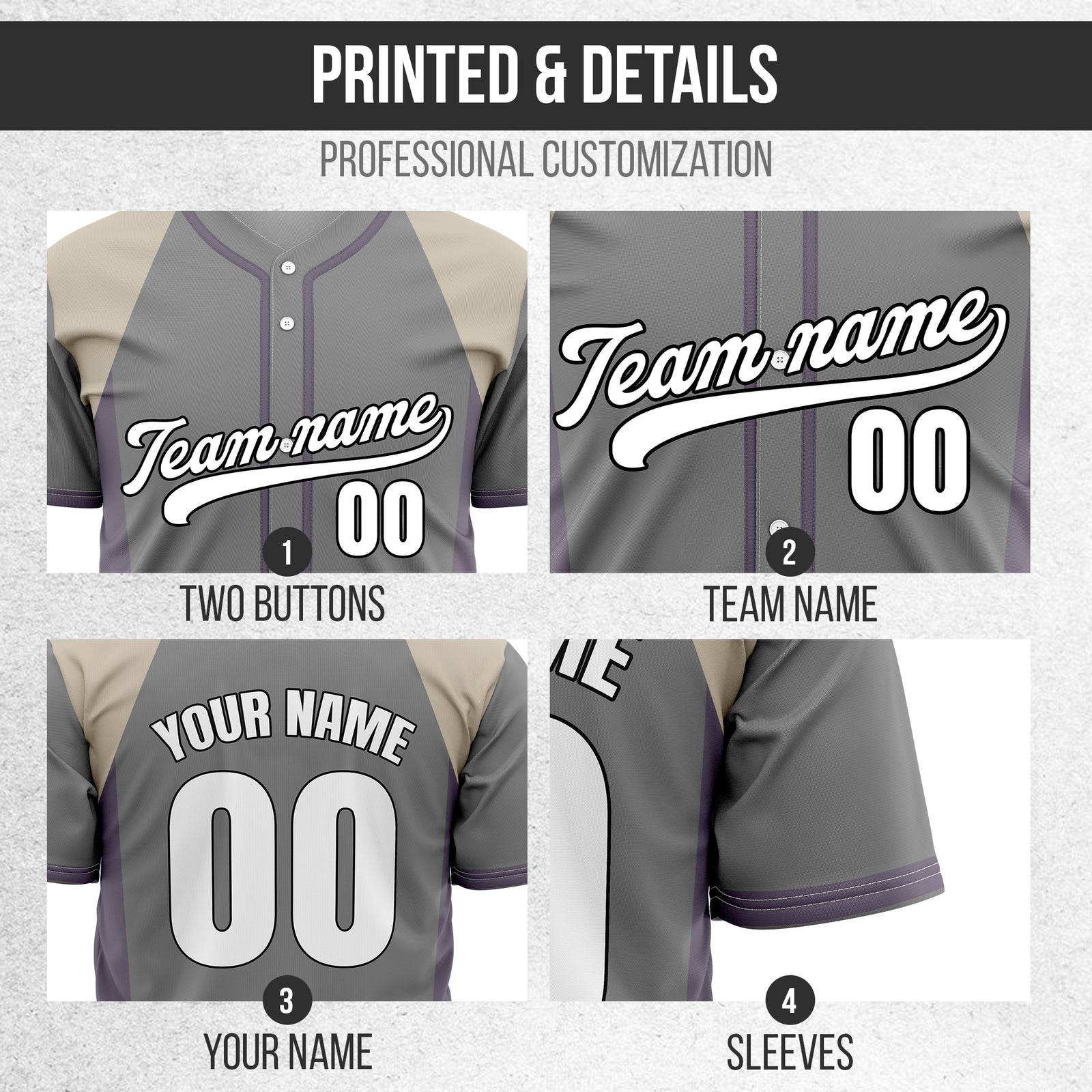 Custom Timeless Stripes Baseball Grey Sports Jersey Personalized Uniform with Name & Number