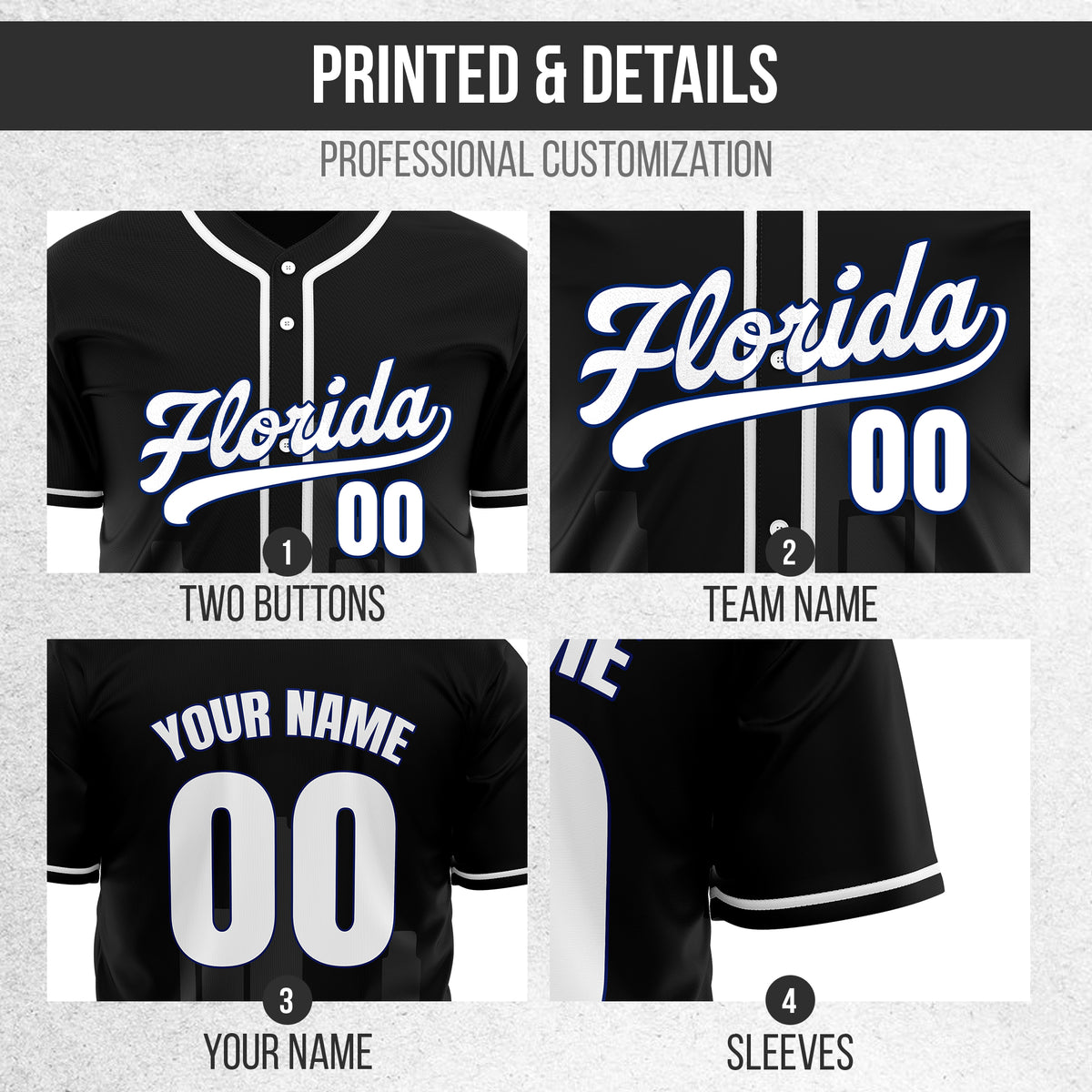 Custom City Flux Black Baseball Sports Jersey Personalized Uniform with Name & Number
