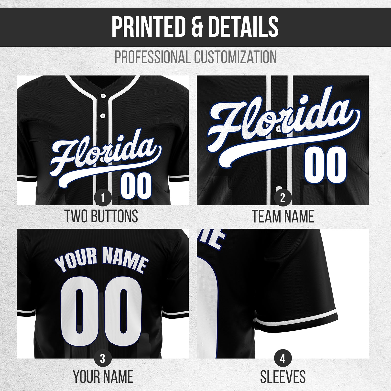Custom City Flux Black Baseball Sports Jersey Personalized Uniform with Name & Number