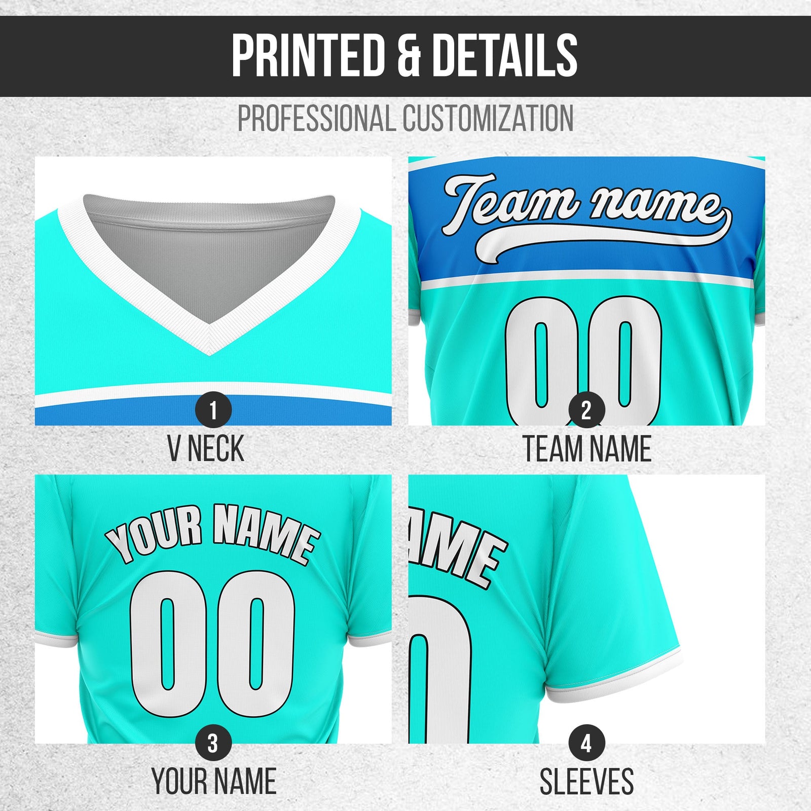 Custom ProEdge Aqua Baseball Sports Jersey Personalized Uniform with Name & Number