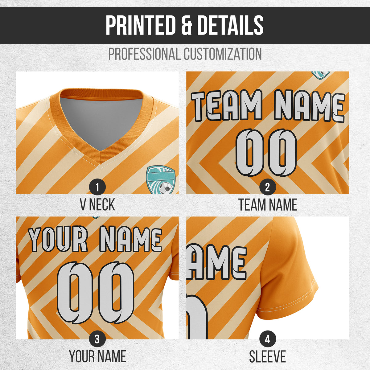 Custom Swift Stripe V-Neck Orange Soccer sport Tops Jersey