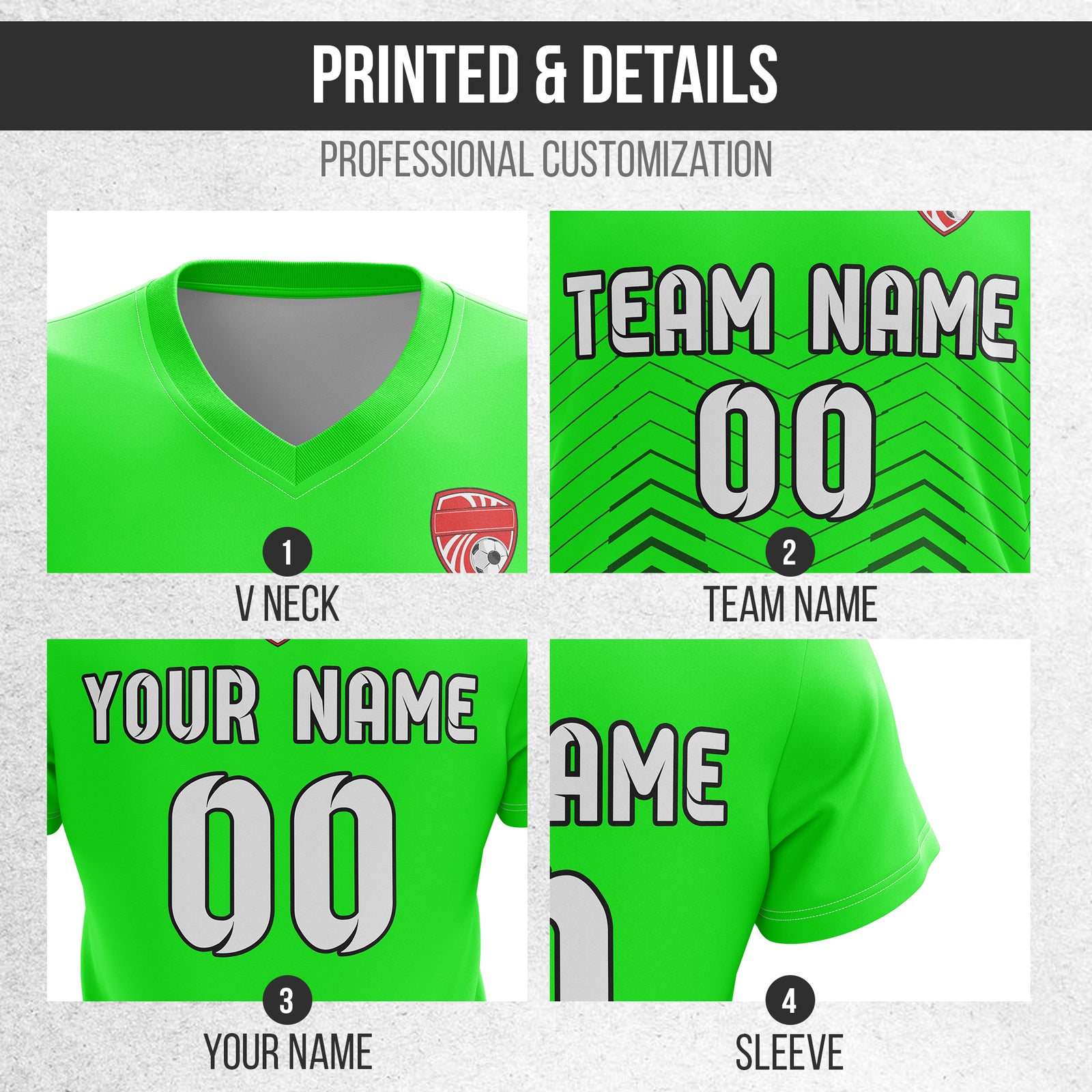 Custom Apex Strike V-Side Pattern Neon Green Soccer sport Tops Jersey